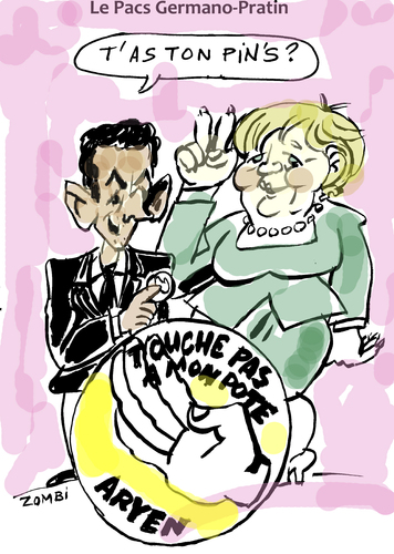 Cartoon: Ich liebe meinen Deutsch Bankier (medium) by Zombi tagged hell,heaven,merkel,sarkozy,deutsch