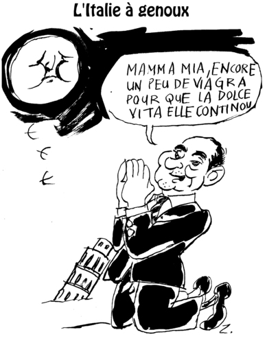 Cartoon: Italy is adoring now (medium) by Zombi tagged moon,berlusconi,jack,pot,italy,italie,bankruptcy