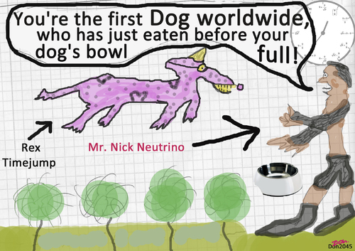 Cartoon: Dog around the Clock (medium) by Vanessa tagged neutrino,einstein,science,dog,technology