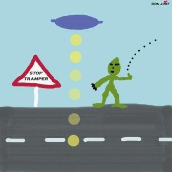Cartoon: Tramper Stop (medium) by Vanessa tagged ausserirrdisch,tramper