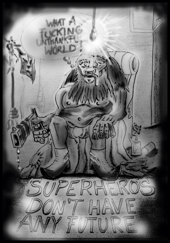 Cartoon: Superheroes dont cry (medium) by joschoo tagged critic,society,future,superheroes