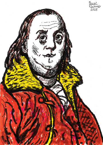 Cartoon: Benjamin Franklin (medium) by Pascal Kirchmair tagged benjamin,franklin,usa,revolution,unabhängigkeitskrieg,unabhängigkeit,amerikanischer,amerikanisch,america,amerika,independence,revolutionary,war,krieg,cartoon,karikatur,illustration,drawing,zeichnung,pascal,kirchmair,genie,genius,genio,caricature,ilustracion,dibujo,desenho,ink,disegno,ilustracao,illustrazione,illustratie,dessin,de,presse,tekening,teckning,cartum,vineta,comica,vignetta,caricatura,retrato,ritratto,portrait,gouache,painting,peinture,dipinto,pittura,pintura,art,arte,artwork,kunst,benjamin,franklin,usa,revolution,unabhängigkeitskrieg,unabhängigkeit,amerikanischer,amerikanisch,america,amerika,independence,revolutionary,war,krieg,cartoon,karikatur,illustration,drawing,zeichnung,pascal,kirchmair,genie,genius,genio,caricature,ilustracion,dibujo,desenho,ink,disegno,ilustracao,illustrazione,illustratie,dessin,de,presse,tekening,teckning,cartum,vineta,comica,vignetta,caricatura,retrato,ritratto,portrait,gouache,painting,peinture,dipinto,pittura,pintura,art,arte,artwork,kunst