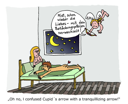 Cartoon: Cupids arrow (medium) by Pascal Kirchmair tagged fleche,liebesbote,cupidon,arrow,cupids,pfeil,amors