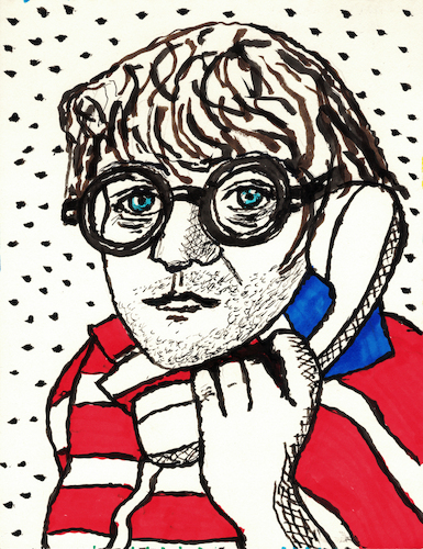 Cartoon: David Hockney mit Telefon (medium) by Pascal Kirchmair tagged telephone,telefon,phone,bradford,hollywood,la,los,angeles,artist,artiste,artista,kunst,künstler,david,hockney,illustration,figure,drawing,marker,ink,art,arte,dibujo,artwork,tusche,encre,de,chine,inchiostro,tinta,china,ilustracao,ilustracion,zeichnung,bild,picture,colour,color,colors,tuschezeichnung,pascal,kirchmair,cartoon,caricature,karikatur,desenho,disegno,illustrazione,illustratie,dessin,presse,tekening,teckning,cartum,vineta,comica,vignetta,caricatura,portrait,porträt,portret,retrato,ritratto,painting,dipinto,pintura,pittura,peinture,cuadro,quadro,image,imagen,pic,copic,alcohol,markers,gay,telephone,telefon,phone,bradford,hollywood,la,los,angeles,artist,artiste,artista,kunst,künstler,david,hockney,illustration,figure,drawing,marker,ink,art,arte,dibujo,artwork,tusche,encre,de,chine,inchiostro,tinta,china,ilustracao,ilustracion,zeichnung,bild,picture,colour,color,colors,tuschezeichnung,pascal,kirchmair,cartoon,caricature,karikatur,desenho,disegno,illustrazione,illustratie,dessin,presse,tekening,teckning,cartum,vineta,comica,vignetta,caricatura,portrait,porträt,portret,retrato,ritratto,painting,dipinto,pintura,pittura,peinture,cuadro,quadro,image,imagen,pic,copic,alcohol,markers,gay