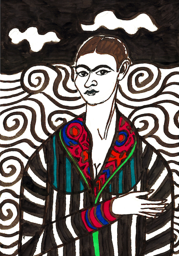 Cartoon: Frida Kahlo (medium) by Pascal Kirchmair tagged frida,kahlo,illustration,drawing,zeichnung,pascal,kirchmair,political,cartoon,caricature,karikatur,ilustracion,dibujo,desenho,black,sepia,ink,disegno,ilustracao,illustrazione,illustratie,dessin,de,presse,du,jour,art,of,the,day,tekening,teckning,cartum,vineta,comica,vignetta,caricatura,portrait,retrato,ritratto,portret,kunst,watercolor,watercolour,aquarell,künstler,artist,artista,mexico,mexiko,painting,peinture,dipinto,pittura,pintura,cuadro,quadro,arte,tusche,inchiostro,tinta,china,encre,chine,nanquim,porträt,frida,kahlo,illustration,drawing,zeichnung,pascal,kirchmair,political,cartoon,caricature,karikatur,ilustracion,dibujo,desenho,black,sepia,ink,disegno,ilustracao,illustrazione,illustratie,dessin,de,presse,du,jour,art,of,the,day,tekening,teckning,cartum,vineta,comica,vignetta,caricatura,portrait,retrato,ritratto,portret,kunst,watercolor,watercolour,aquarell,künstler,artist,artista,mexico,mexiko,painting,peinture,dipinto,pittura,pintura,cuadro,quadro,arte,tusche,inchiostro,tinta,china,encre,chine,nanquim,porträt