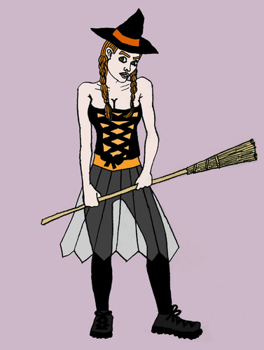 Cartoon: HALLOWEEN (medium) by Pascal Kirchmair tagged broom,balai,witchcraft,sorciere,wien,hallo,hexenbesen,cartoon,verkleidung,costume,halloween,sexy,witch,hexe,besom,brush