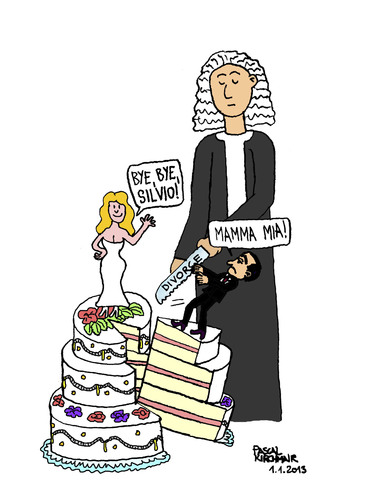 Cartoon: Il Divorzio di Silvio (medium) by Pascal Kirchmair tagged cake,wedding,marriage,mariage,de,gateau,italien,scheidung,divorzio,divorce,silvio,berlusconi,nuziale,torta,veronica