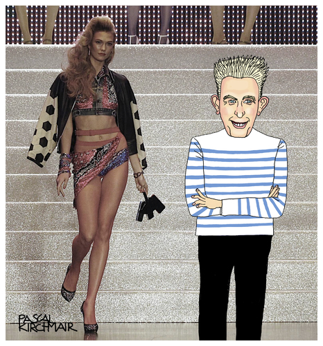 Cartoon: Jean-Paul Gaultier (medium) by Pascal Kirchmair tagged jean,paul,gaultier,couturier,cartoon,caricature,karikatur,mariniere,jean,paul,gaultier,couturier,cartoon,caricature,karikatur,mariniere