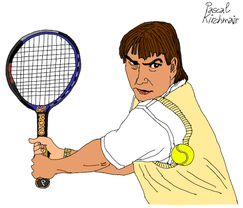 Cartoon: Jimmy Connors (medium) by Pascal Kirchmair tagged jimmy,connors,tennis,hall,of,fame,superstar,cartoon,caricature,karikatur,dibujo,desenho,drawing,zeichnung,illustration,ilustracion,pascal,kirchmair,portrait,retrato,ritratto,disegno,ilustracao,illustrazione,illustratie,dessin,du,jour,art,the,day,tekening,teckning,cartum,vineta,comica,vignetta,caricatura,usa,belleville,illinois,greatest,number,one,jimmy,connors,tennis,hall,of,fame,superstar,cartoon,caricature,karikatur,dibujo,desenho,drawing,zeichnung,illustration,ilustracion,pascal,kirchmair,portrait,retrato,ritratto,disegno,ilustracao,illustrazione,illustratie,dessin,du,jour,art,the,day,tekening,teckning,cartum,vineta,comica,vignetta,caricatura,usa,belleville,illinois,greatest,number,one