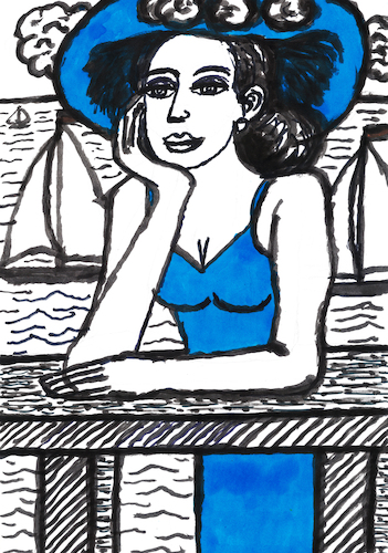 Cartoon: La Capeline Bleue (medium) by Pascal Kirchmair tagged after,jean,pierre,cassigneul,french,painter,femme,au,chapeau,la,plage,woman,with,hat,at,the,beach,frau,mit,hut,am,strand,painting,dipinto,pintura,pittura,peinture,artist,artiste,artista,kunst,künstler,illustration,drawing,tusche,tuschezeichnung,zeichnung,pascal,kirchmair,cartoon,caricature,karikatur,ilustracion,dibujo,desenho,ink,disegno,ilustracao,illustrazione,illustratie,dessin,de,presse,du,jour,art,of,day,tekening,teckning,cartum,vineta,comica,vignetta,caricatura,portrait,porträt,portret,retrato,ritratto,arte,artwork,meer,mer,mare,mar,sea,bleu,blue,blau,azul,blu,after,jean,pierre,cassigneul,french,painter,femme,au,chapeau,la,plage,woman,with,hat,at,the,beach,frau,mit,hut,am,strand,painting,dipinto,pintura,pittura,peinture,artist,artiste,artista,kunst,künstler,illustration,drawing,tusche,tuschezeichnung,zeichnung,pascal,kirchmair,cartoon,caricature,karikatur,ilustracion,dibujo,desenho,ink,disegno,ilustracao,illustrazione,illustratie,dessin,de,presse,du,jour,art,of,day,tekening,teckning,cartum,vineta,comica,vignetta,caricatura,portrait,porträt,portret,retrato,ritratto,arte,artwork,meer,mer,mare,mar,sea,bleu,blue,blau,azul,blu