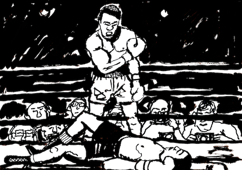 Cartoon: Muhammad Ali (medium) by Pascal Kirchmair tagged muhammad,ali,cassius,marcellus,clay,jr,boxing,boxer,boxeur,boxeador,pugil,boxe,box,boxeo,boxare,pugilista,heavy,weight,champion,championship,the,greatest,of,all,time,goat,art,arte,kunst,sport,sports,deporte,manhattan,new,york,artist,illustration,drawing,zeichnung,pascal,kirchmair,cartoon,caricature,karikatur,ilustracion,dibujo,desenho,ink,disegno,ilustracao,illustrazione,illustratie,dessin,de,presse,du,jour,day,tekening,teckning,cartum,vineta,comica,vignetta,caricatura,portrait,porträt,portret,retrato,ritratto,actor,acting,schauspieler,schwarz,muhammad,ali,cassius,marcellus,clay,jr,boxing,boxer,boxeur,boxeador,pugil,boxe,box,boxeo,boxare,pugilista,heavy,weight,champion,championship,the,greatest,of,all,time,goat,art,arte,kunst,sport,sports,deporte,manhattan,new,york,artist,illustration,drawing,zeichnung,pascal,kirchmair,cartoon,caricature,karikatur,ilustracion,dibujo,desenho,ink,disegno,ilustracao,illustrazione,illustratie,dessin,de,presse,du,jour,day,tekening,teckning,cartum,vineta,comica,vignetta,caricatura,portrait,porträt,portret,retrato,ritratto,actor,acting,schauspieler,schwarz