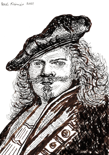 Cartoon: Rembrandt van Rijn (medium) by Pascal Kirchmair tagged rembrandt,van,rijn,artist,artiste,artista,kunst,künstler,illustration,sepia,ink,drawing,tusche,tuschezeichnung,zeichnung,pascal,kirchmair,cartoon,caricature,karikatur,ilustracion,dibujo,desenho,disegno,ilustracao,illustrazione,illustratie,dessin,de,presse,du,jour,art,of,the,day,tekening,teckning,cartum,vineta,comica,vignetta,caricatura,portrait,porträt,portret,retrato,ritratto,arte,holland,netherlands,niederlande,leiden,amsterdam,leyden,rembrandt,van,rijn,artist,artiste,artista,kunst,künstler,illustration,sepia,ink,drawing,tusche,tuschezeichnung,zeichnung,pascal,kirchmair,cartoon,caricature,karikatur,ilustracion,dibujo,desenho,disegno,ilustracao,illustrazione,illustratie,dessin,de,presse,du,jour,art,of,the,day,tekening,teckning,cartum,vineta,comica,vignetta,caricatura,portrait,porträt,portret,retrato,ritratto,arte,holland,netherlands,niederlande,leiden,amsterdam,leyden