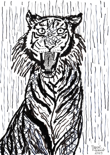 Cartoon: Tiger (medium) by Pascal Kirchmair tagged predator,raubkatze,predateur,felin,felino,fauve,predador,predatore,tiger,tigre,big,cat,cats,katzen,gatos,gatti,chats,illustration,ink,drawing,zeichnung,pascal,kirchmair,cartoon,caricature,karikatur,ilustracion,dibujo,desenho,ilustracao,illustrazione,illustratie,dessin,de,presse,tekening,teckning,cartum,vineta,comica,vignetta,caricatura,tusche,tuschezeichnung,portrait,retrato,porträt,ritratto,art,arte,kunst,artwork,predator,raubkatze,predateur,felin,felino,fauve,predador,predatore,tiger,tigre,big,cat,cats,katzen,gatos,gatti,chats,illustration,ink,drawing,zeichnung,pascal,kirchmair,cartoon,caricature,karikatur,ilustracion,dibujo,desenho,ilustracao,illustrazione,illustratie,dessin,de,presse,tekening,teckning,cartum,vineta,comica,vignetta,caricatura,tusche,tuschezeichnung,portrait,retrato,porträt,ritratto,art,arte,kunst,artwork