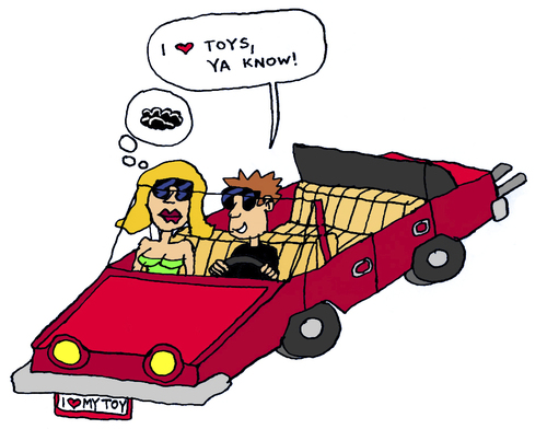Cartoon: Toys (medium) by Pascal Kirchmair tagged cadillac,cabrio,kabrio,cabriolet,decapotable,playboy,toy,girl,man,boy,convertible,angeber