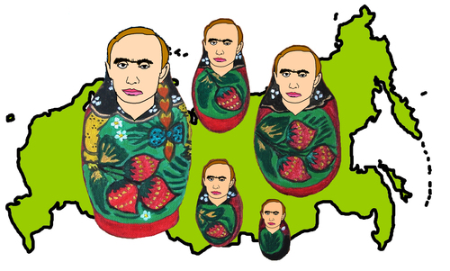 Cartoon: Wladimir Wladimirowitsch Putin (medium) by Pascal Kirchmair tagged landkarte,russland,putin,wladimir,vladimir,russia,matrjoschka