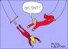 Cartoon: Trapezkünstler (small) by Pascal Kirchmair tagged trapez,trapezkünstler,shit,scheiße,merde,merda,unfall,accident