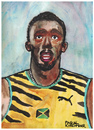 Cartoon: Usain Bolt (small) by Pascal Kirchmair tagged usain bolt jamaica cartoon caricature portrait illustration pascal kirchmair karikatur dibujo desenho disegno cuadro dessin zeichnung quadro aquarell watercolour