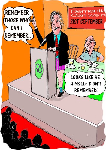 Cartoon: Alzheimers day 21sept (medium) by kar2nist tagged alzheimers,decease,rememebrance,speech,dementia,forgetful