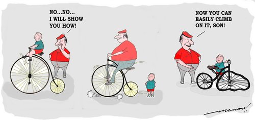 Cartoon: Helping Dad (medium) by kar2nist tagged dad,penny,farthing,kids