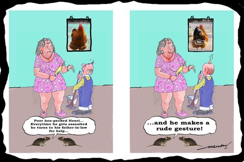 Cartoon: hen-pecked hubbies (medium) by kar2nist tagged hen,pecked,husbands