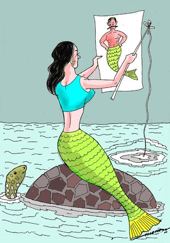 Cartoon: Looking  for a mate (medium) by kar2nist tagged mermaid,fishing,mate
