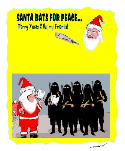 Cartoon: Merry Xmas (medium) by kar2nist tagged xmas,wishes,santa,terrorists,dove