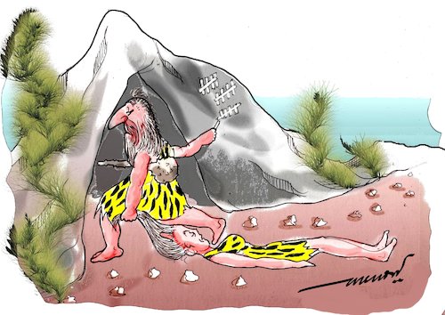 Cartoon: meticulous caveman (medium) by kar2nist tagged caveman,tab