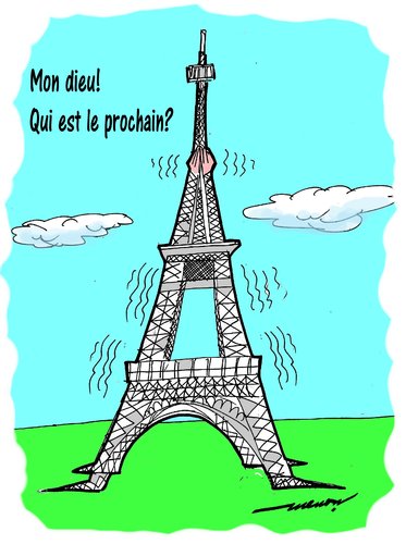 Cartoon: My God  Who is next (medium) by kar2nist tagged eiffel,paris,terror,attack,isis