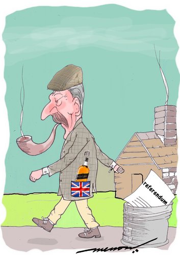 Cartoon: scotched whikey (medium) by kar2nist tagged referendum,scotland,whiskey