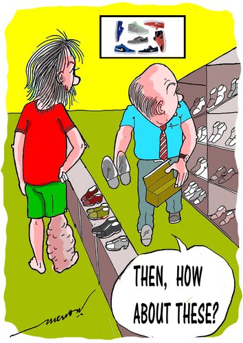 Cartoon: shopping 4 shoes (medium) by kar2nist tagged filariasis,shoe,purchase,swelling