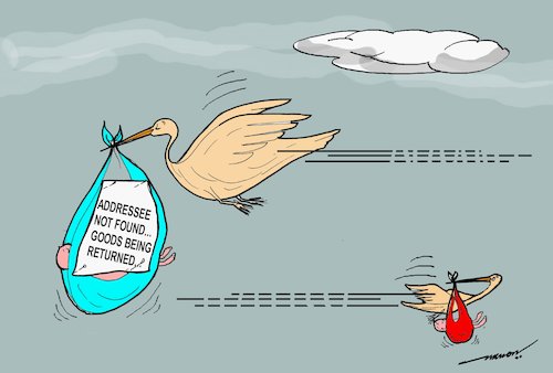 Cartoon: stork delivery (medium) by kar2nist tagged delivery,missed,stork