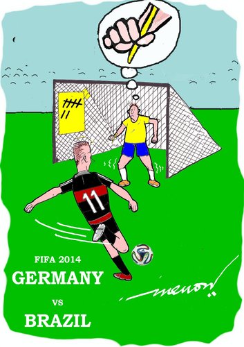 Cartoon: The Foot of God (medium) by kar2nist tagged fifa,football,germany,brazil,goals,defeat
