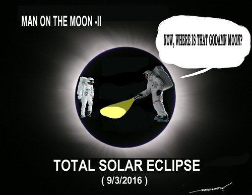 Cartoon: Total SOALR ECLIPSE (medium) by kar2nist tagged solar,eclipse,total,moon,launch