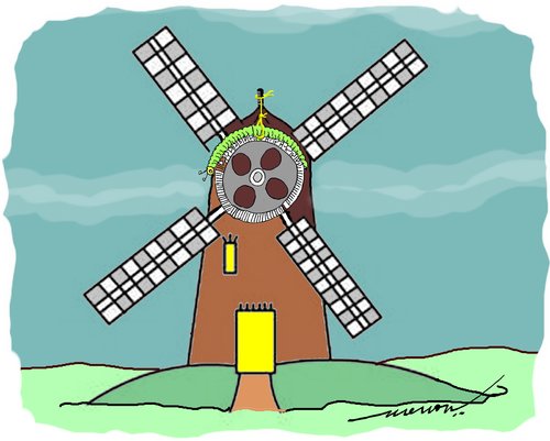 Cartoon: wind less mill (medium) by kar2nist tagged wind,mill,worm