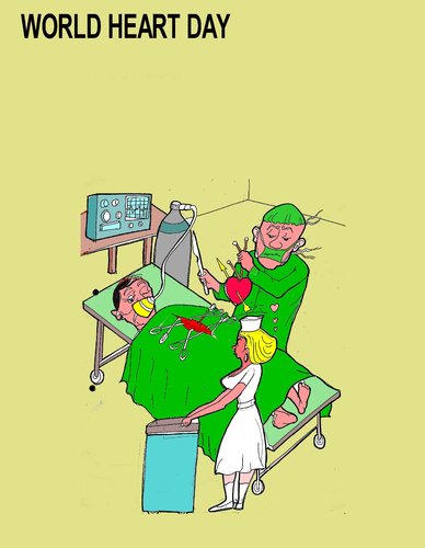 Cartoon: world heart day (medium) by kar2nist tagged world,heart,day,operation,love