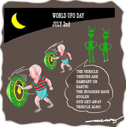 Cartoon: World UFO Day (medium) by kar2nist tagged ufo,world,sightings,aliens