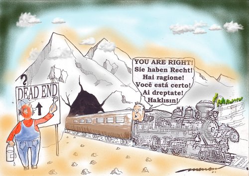 Cartoon: You Are Right (medium) by kar2nist tagged end,dead,tunnel,train