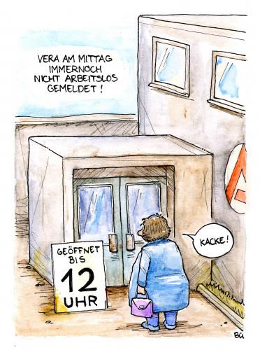 Cartoon: Vera am Mittag (medium) by Bülow tagged vera,mittag,talkshow,moderation,moderatorin,verspätung,antrag,anmeldung,arbeitsamt,arbeitslos,arbeitslosigkeit,cartoon,cartoons,job,arbeit,karriere,tv,fernsehen,serie,tv show,programm,unterhaltung,medien,vera am mittag,talk show,moderation,moderatorin,mittag,verspätung,antrag,anmeldung,arbeitsamt,arbeitslos,arbeitslosigkeit,arbeitslose,job center,arbeitsvermittlung,zeiten,uhrzeit,uhrzeiten,show,vera,am,talk,center