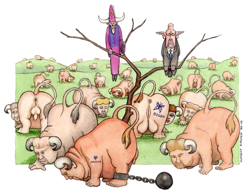 Cartoon: Il popolo bue (medium) by Niessen tagged vamp,stupid,people,ox,vampir,tato,dumm,volk,ochse
