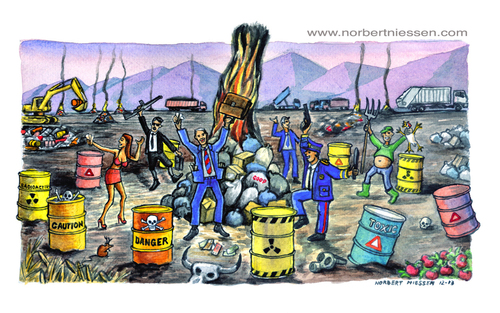 Cartoon: Terra dei fuochi (medium) by Niessen tagged rifiuti,tossico,fuoco,italia,sud,campania,ballare,garbage,waste,toxic,fire,italy,south,dancing,müll,gift,feuer,italien,süden,kampanien,tanzen