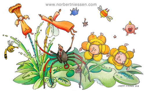 Cartoon: Winter flowers (medium) by Niessen tagged blumen,spinne,insekten,landschaft,natur