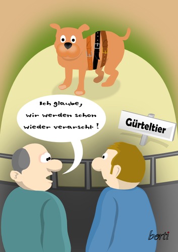 Cartoon: Gürteltier (medium) by berti tagged inkscape,wordplay,armadillo,wortspiel,zoo,cheap,billig,verarscht