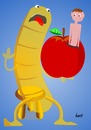 Cartoon: Erdenwurm (small) by berti tagged wurm apfel worm apple gone bad rollentausch switching roles inkscape