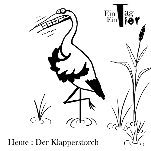 Cartoon: Der Klapperstorch (medium) by Mistviech tagged tiere,natur,ein,tag,tier,storch,klapperstorch,frieren,klappern,zähneklappern