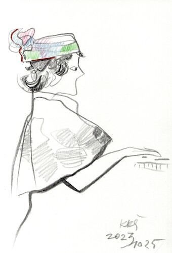 Cartoon: A performance in a museum (medium) by Kestutis tagged sketch,actor,singer,kestutis,lithuania,museum,pianist