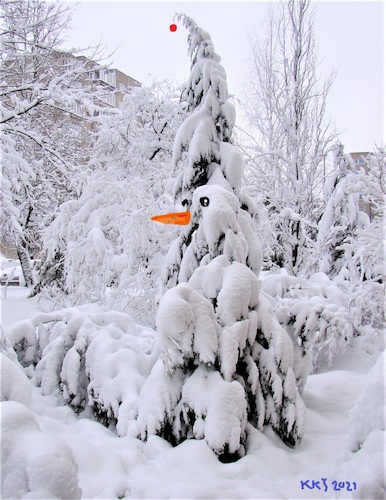 Cartoon: A real snowman (medium) by Kestutis tagged real,snowman,observagraphics,winter,tree,kestutis,lithuania,snow