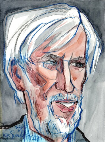 Cartoon: Alvydas Stauskas (medium) by Kestutis tagged art,kunst,watercolor,kestutis,lithuania