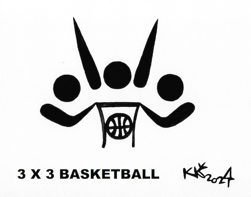 Cartoon: Basketball. Emblem project (medium) by Kestutis tagged basketball,smile,emblem,projekt,kestutis,lithuania,olympic,games,paris,24
