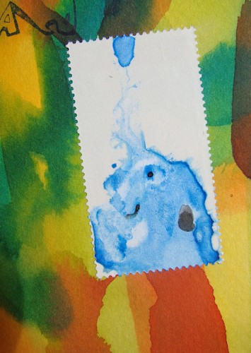Cartoon: Blue dog (medium) by Kestutis tagged dog,dada,mail,art,postcard,kestutis,lithuania