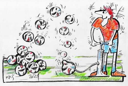 Cartoon: Caring football referee (medium) by Kestutis tagged football,referee,soccer,artifact,kestutis,lithuania,ball,euro24,uefa,germany